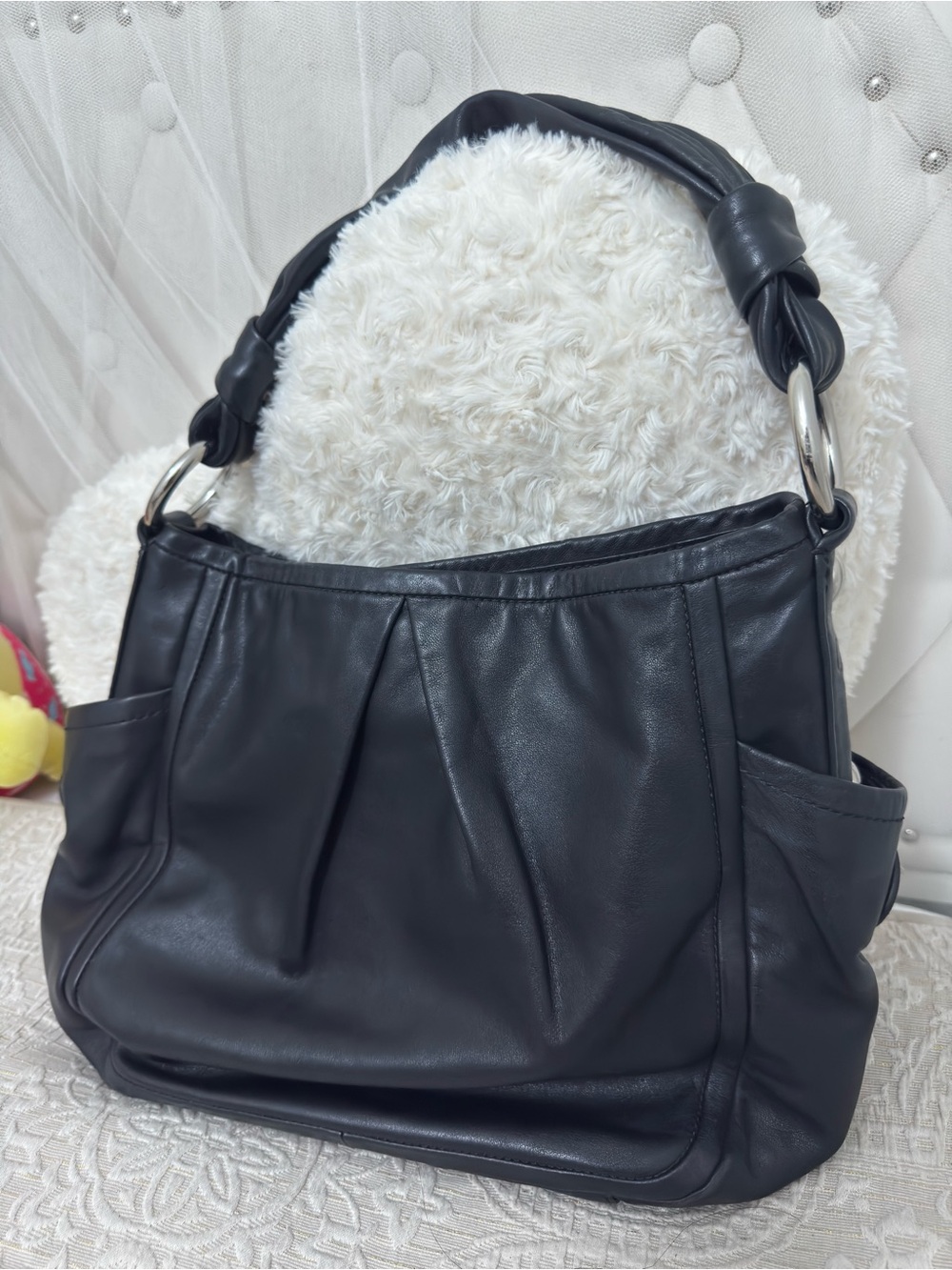 Coach Black Pleated Hobo bag!
